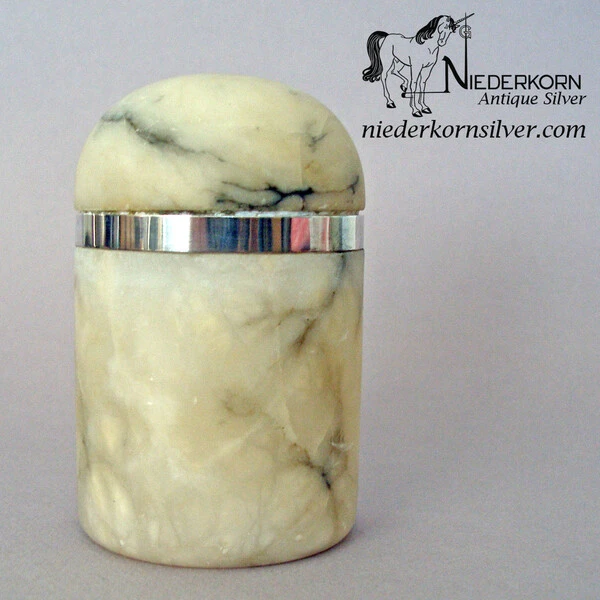 Alabaster Jar with Sterling Bezel