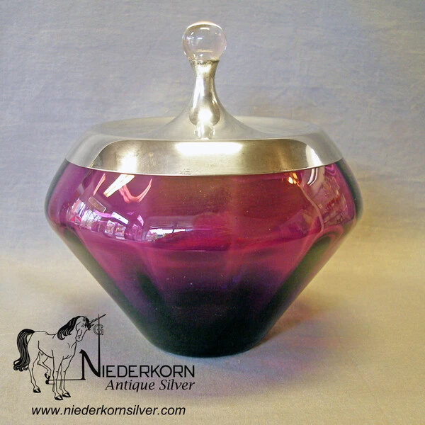 Sterling and Glass Amethyst Candy Jar by Gorham Manufacturing Company