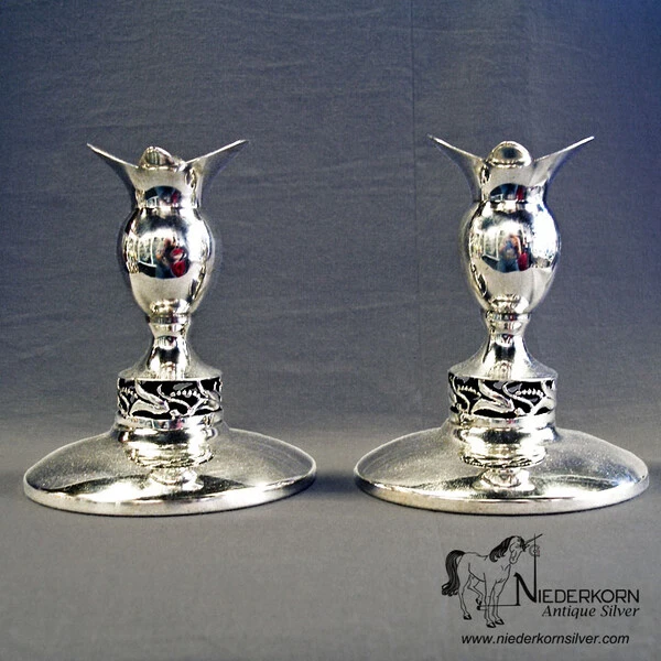 Sterling Pomegranate Candlesticks by Boardman