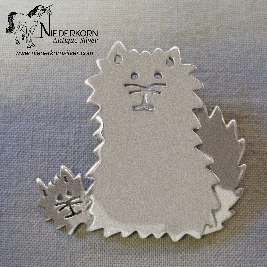 Sterling Silver Cat and Kitten Pin