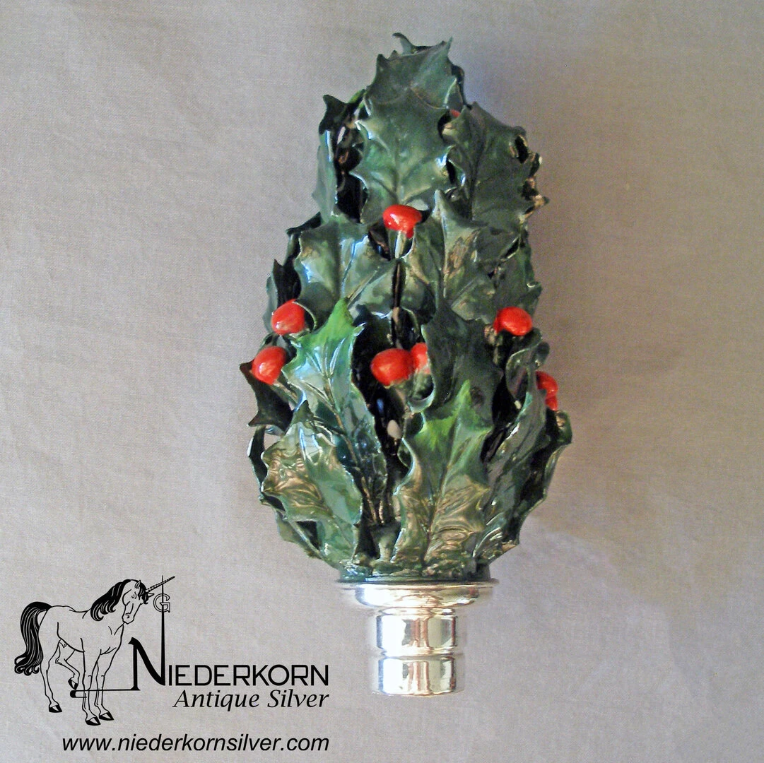 Porcelain Holly Tree with Silver Base 