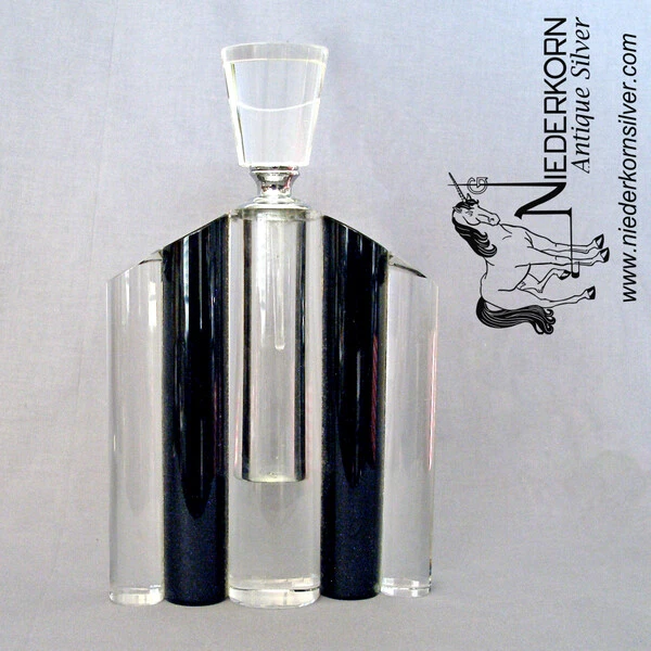 Black and Clear Glass Deco Cologne Bottle