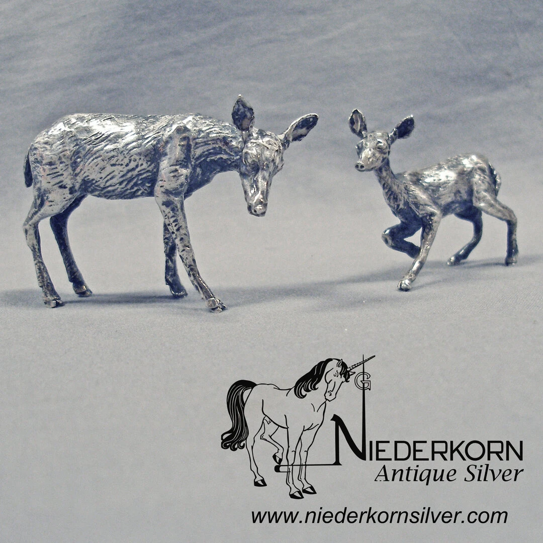 Sterling Silver Doe and Fawn Miniatures