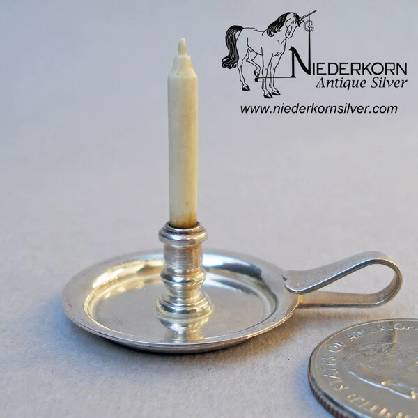 Miniature Sterling Silver Chamber Stick, English