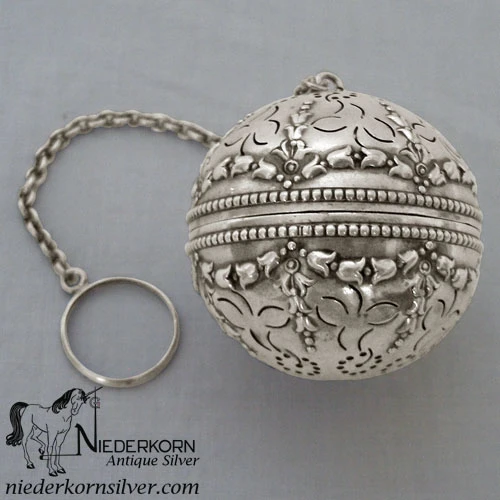 Sterling Silver Floral Pattern Tea Ball by Gorham Mfg Co.