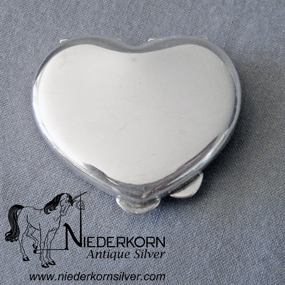 Handmade Sterling Silver Heart Shaped Pillbox 