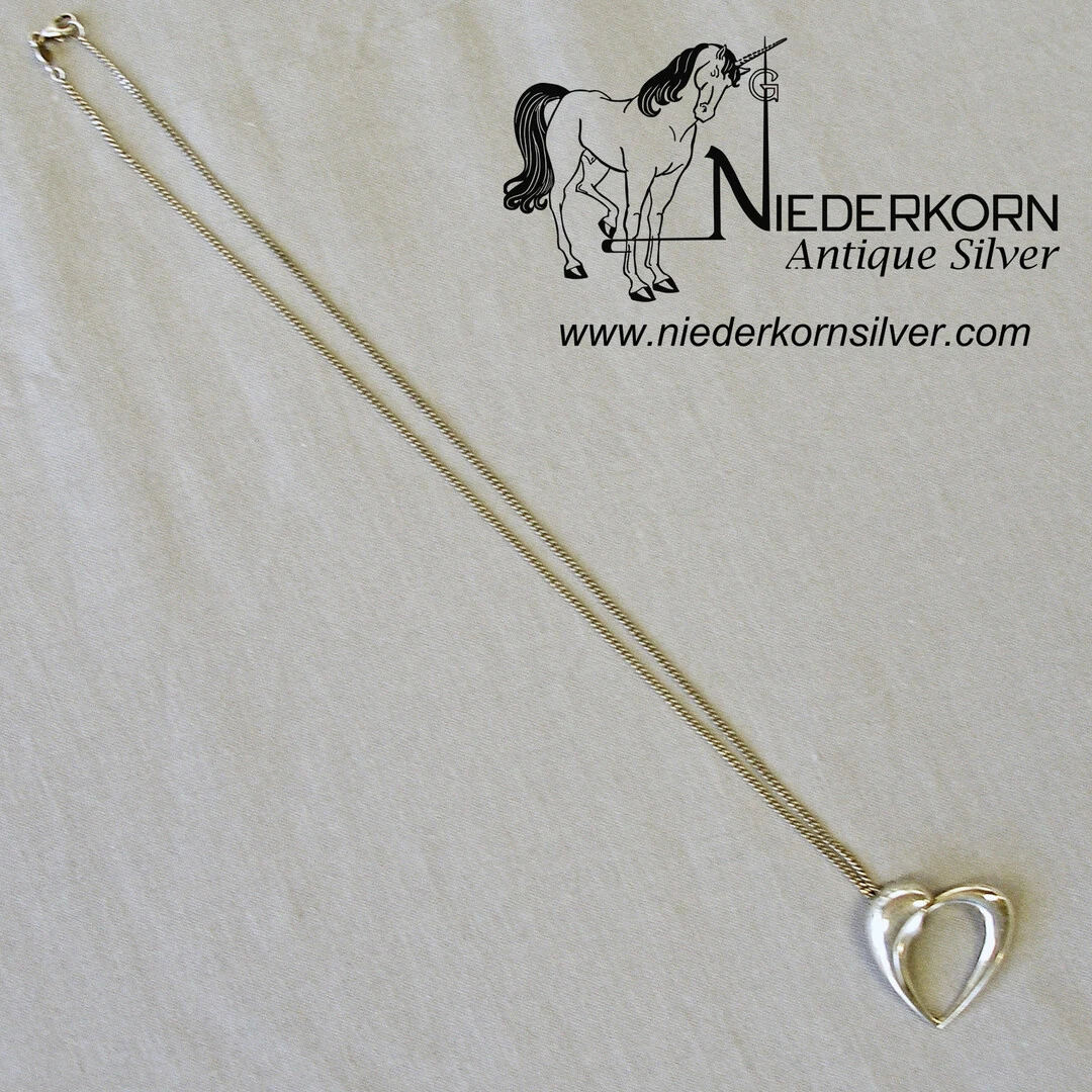 Sterling Silver Modern Heart Pendant by Georg Jensen, Denmark