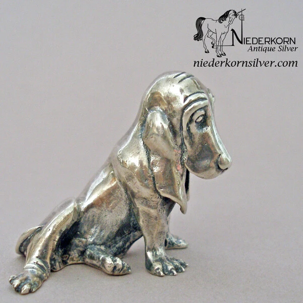 Sterling Silver Basset Hound Miniature by Kirk and Sons 