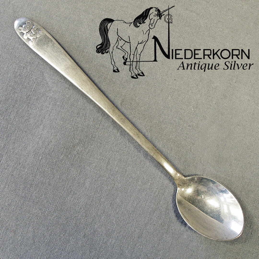 Sterling Silver “Teddy Bear” Infant Feeding Spoon by Lunt 