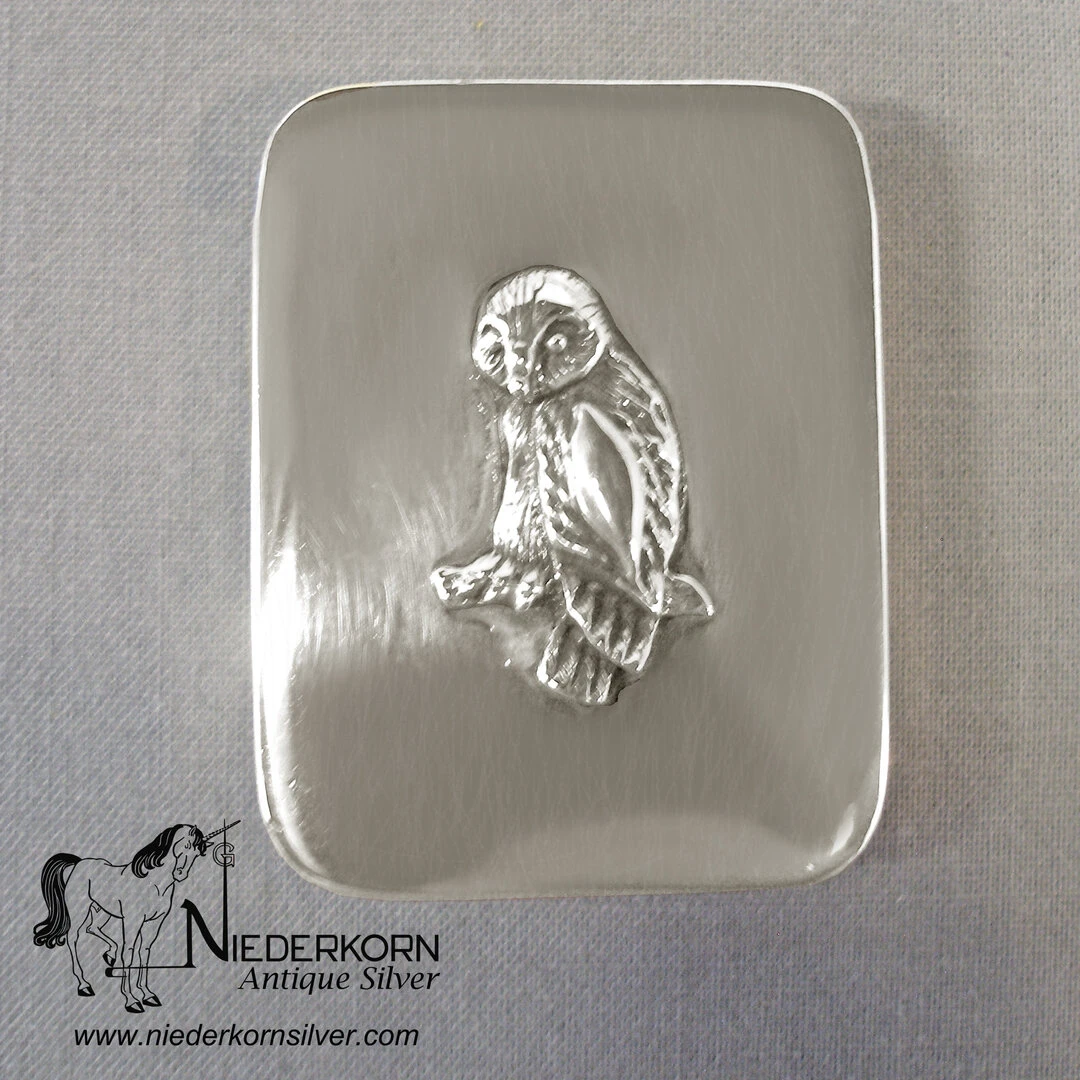 Sterling Silver Pill Box With Owl Decoration