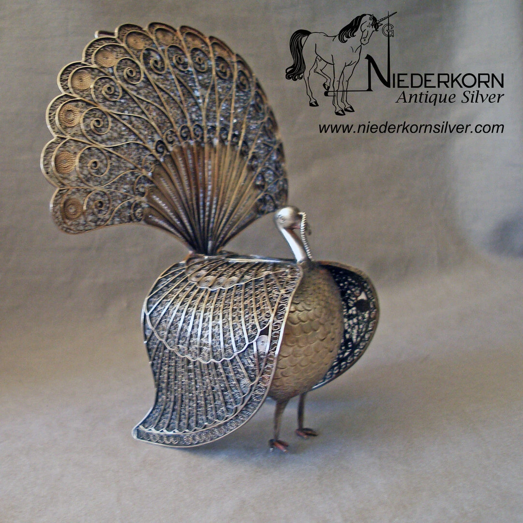 Sterling Silver Turkey Menu Holder 