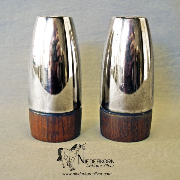 Sterling and Teakwood Salt and Pepper Shakers by Reed& Barton 