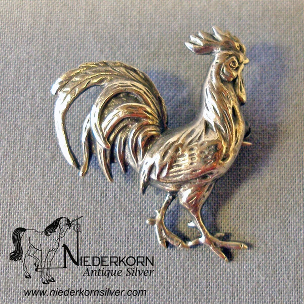 Sterling Rooster Pin