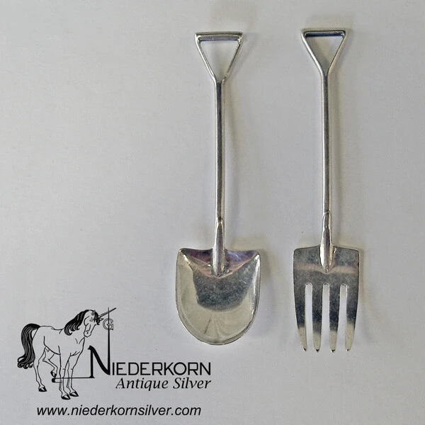 Sterling Spade and Pitchfork Condiment Set by Felmore