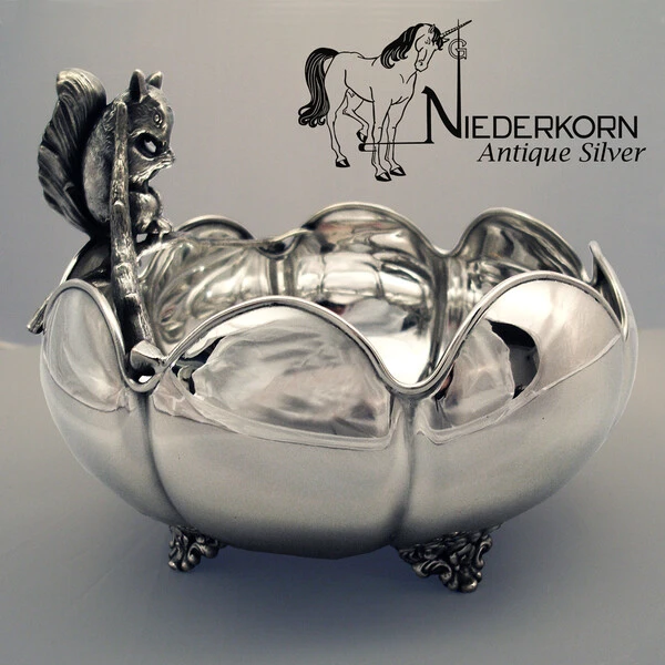 Silver Plated Squirrel Nut Bowl by the Van Bergh S. P. Co.