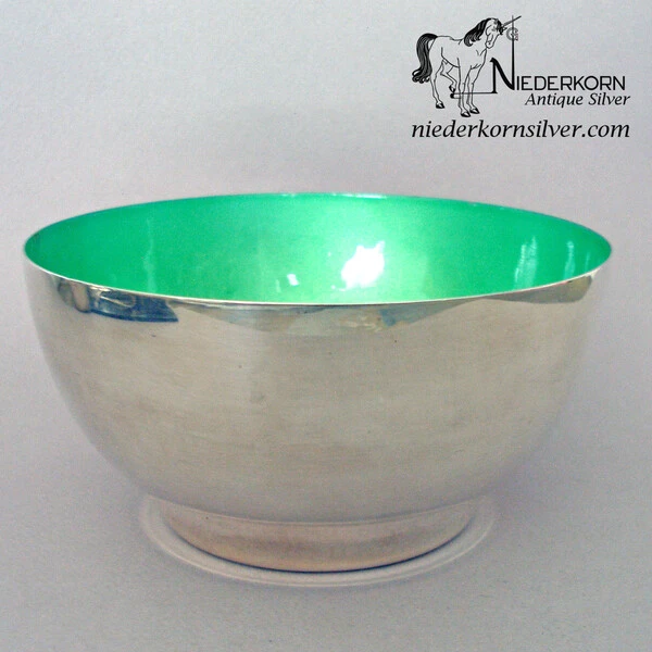 Green Enameled Sterling Bowl by Towle Silversmiths