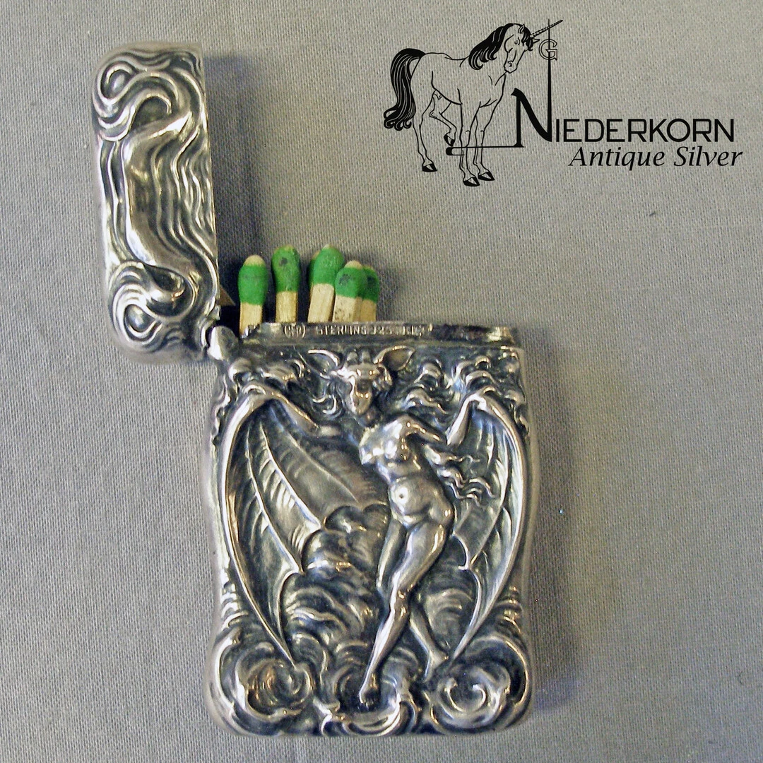 Sterling Silver “Batgirl” Match Safe by Unger Bros - niederkornsilver