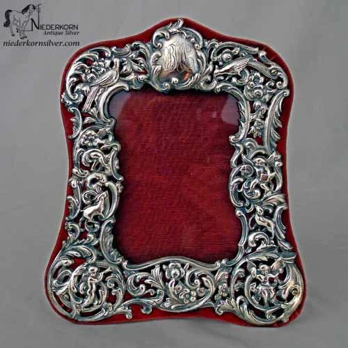 Sterling Silver Picture Frame on a Velvet Backing by Dominick and Haff 