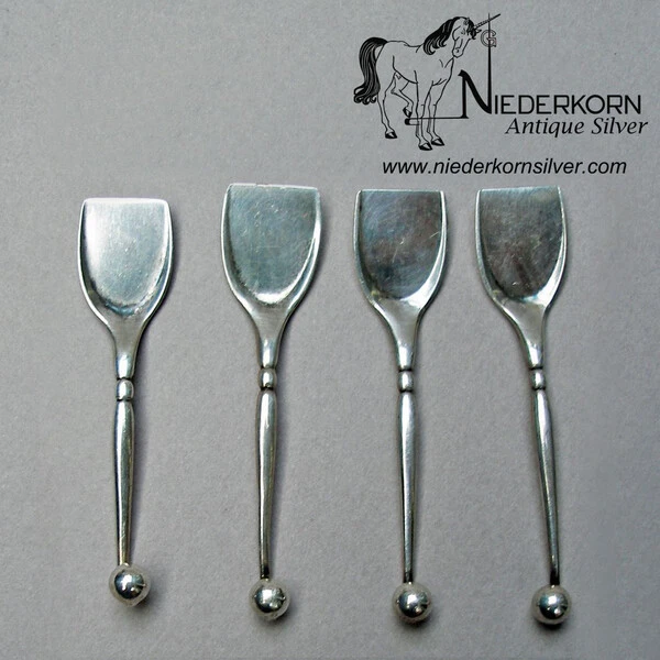 Sterling Georg Jensen #130 salt shovels/spoons, set of 4