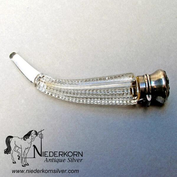 Sterling Silver & Cut Glass Perfume Horn